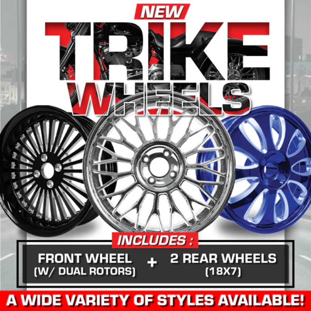 BILLET TRIKE WHEELS + 2 FREE ROTORS
